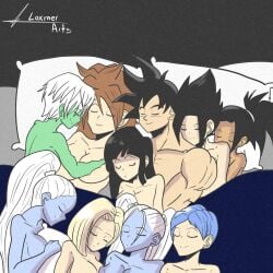 1:1 1boy 6+girls 9girls android_18 android_21 android_21_(human) big_breasts black_hair blonde_hair blue_hair blue_skin breasts brown_hair bulma_briefs caulifla cheelai chichi dragon_ball dragon_ball_super female goku green_skin harem kale large_breasts loxmer4rts male marcarita multiple_girls son_goku spiky_hair vados white_hair