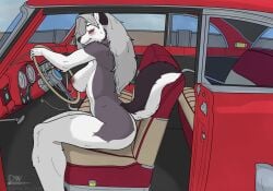 anthro ass blush breasts canid canine canis delta_dewitt demon digital_media_(artwork) female fur genitals hair hellhound helluva_boss hi_res loona_(helluva_boss) mammal mythological_canine mythological_creature mythology nipples nude solo tail vehicle wolf