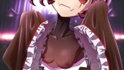 1girls arachnid arthropod breast_focus breasts clothing cute entoma_vasilissa_zeta female female_only im_does maid maid_uniform mask monster monster_girl mostly_clothed overlord_(maruyama) petite red_eyes small_breasts solo solo_female spider spider_girl tagme