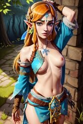 ai_generated blue_eyes breasts ginger_hair the_legend_of_zelda zelda_(breath_of_the_wild) zelda_(tears_of_the_kingdom)