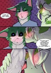 anthro blush brother_(lore) brother_and_sister_(lore) clothed clothing comic english_text female generation_9_pokemon genitals hi_res humanoid_genitalia humanoid_penis incest_(lore) kissing_cheek licking lily_(katson) lizzard_sama male male/female nintendo oral penile penis penis_lick pokemon pokemon_(species) sex shadow_(katson) sibling_(lore) sister_(lore) sprigatito text tongue