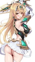 1girls armpits ass blonde blonde_hair bondage bound bound_wrists breasts female female_focus female_only highres long_hair looking_at_viewer matriks matrix16 mythra mythra_(xenoblade) nintendo no_panties sideboob simple_background solo straight super_smash_bros. super_smash_bros._ultimate swept_bangs sword tagme thighs white_background xenoblade_(series) xenoblade_chronicles_(series) xenoblade_chronicles_2 yellow_eyes