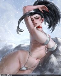 armpit bikini blushedarts choker female female_only momo_yaoyorozu my_hero_academia pubic_hair_peek