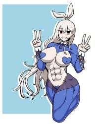 abs female female_only maebari muscular muscular_female pasties reverse_bunnysuit