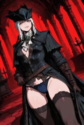 1female 1girls 2025 ai_assisted ai_generated anime_style background bloodborne clothed clothed_female clothing collar female female_focus female_human female_only fromsoftware gloves green_eyes happy happy_female lady_maria_of_the_astral_clocktower light-skinned_female light_skin looking_at_viewer no_bra panties pants_removed pose posing posing_for_the_viewer smile smiling smiling_at_viewer socks tagme tricorne uncensored underwear undressing undressing_self video_game video_game_character video_game_franchise video_games white_hair