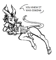 animal_genitalia animal_penis anthro balls bow_tie clothed clothing comic_sans digital_drawing_(artwork) digital_media_(artwork) digitigrade dota dota_2 ear_piercing ear_ring facial_hair fingers flaccid fur genitals goatee hair hooves horn jewelry line_art looking_at_viewer male mammal microsoft_paint_(artwork) open_mouth partial_nudity partially_clothed_anthro penis piercing pixel_(artwork) plantera_(artist) quartero_dota2 quartero_the_unburdened ring_(jewelry) ring_piercing satyr simple_background smile solo tail text topwear valve vest white_background