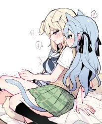 ! ... 2girls animal_ears bang_dream! bang_dream!_it's_mygo!!!!! black_ribbon black_socks blonde_hair blue_hair blue_neckerchief blue_shirt blush brown_sweater_vest cat_ears cat_girl cat_tail chinese_commentary closed_mouth commentary_request cum dog_ears dog_girl dog_tail futa_with_female futanari green_skirt hair_ribbon hanasakigawa_school_uniform handjob haneoka_school_uniform highres kemonomimi_mode kneehighs kyou_039 long_hair medium_hair misumi_uika multiple_girls neckerchief plaid_clothes plaid_skirt pleated_skirt purple_eyes ribbon sailor_collar school_uniform serafuku shirt short_sleeves skirt socks spoken_ellipsis sweat sweater_vest tail togawa_sakiko white_sailor_collar white_shirt yellow_eyes