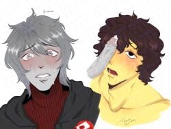 2boys blush builderman builderman_(forsaken) cum forsaken_(roblox) male pleasure_face roblox robloxian sex shedletsky shedletsky_(forsaken) telamon yaoi
