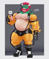 1boy 2025 animal_mask anthro areola armpit_hair barazoku beard belly biceps big_belly big_bulge big_muscles body_hair bone bone_in_mouth border bottomwear bowser bowser_day bulge cellphone chest_hair claws clothing deltoids electronics eyebrows facial_hair facial_piercing fat fat_belly fat_male fingerless_gloves footwear furry furry_male furry_only gay gloves grey_background grey_border hair handwear happy_trail harness heart_symbol hi_res holding_leash holding_object holding_phone horn hotpants huge_muscles knee_highs knee_socks koopa leash leather leather_clothing leather_daddy leather_gloves leather_handwear leather_harness legwear male manly mario_(series) mask muscular muscular_anthro muscular_male narrowed_eyes nintendo nipple_piercing nipples non-mammal_nipples nose_piercing nose_ring outcast-stars overweight overweight_anthro overweight_male pecs phone piercing plantigrade pubes pup_mask reptile ring_piercing scalie shadow shoes shorts signature simple_background smartphone socks solo speech_bubble spiked_tail spikes spikes_(anatomy) standing tail texting thick_arms thick_thighs