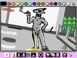 6_nipples anthro arthropod balls beetle black_spots blue_eyes bodily_fluids breasts bull_terrier canid canine canis casual_exposure casual_nudity chains cigarette cigarette_smoke circumcised collar collar_only crayon digital_media_(artwork) domestic_dog drain exhibitionism flaccid fur gas_station genital_fluids genitals hunting_dog insects looking_away male mammal manhole_cover mario_(series) mario_paint mario_paint_(artwork) markings mostly_nude mr._crayon multi_nipple night nintendo nipples nonchalant nude outside pavement paws peeing peeing_on_ground peeing_outside penis pink_nipples pink_nose pink_penis plant public public_nudity rim_light shrub signature small_breasts smoke smoking smoking_cigarette solo spots spotted_body spotted_fur studded_collar studs terrier undodog urine urine_on_ground urine_pool wdkinc white_body white_fur