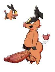anthro balls belly big_balls big_penis bismuth_(artist) black_pubes curled_tail digital_media_(artwork) generation_5_pokemon genitals hi_res hotlink_(nylonheretic) huge_balls huge_cock humanoid_genitalia humanoid_penis hyper hyper_balls hyper_genitalia hyper_penis male mammal nintendo nude orange_balls orange_body orange_penis penis pokemon pokemon_(species) pubes red_penis_tip simple_background smile solo tail tepig third-party_edit tongue