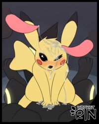 2019 balls blush cum cum_everywhere cum_on_body cum_on_face disembodied_penis eeveelution ejaculation erection female fur male messy nintendo penis pikachu pokémon_(species) pokemon umbreon video_games wicketrin