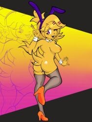 ass breasts bunny_ears chica_(fnaf) chiku dudeman-gwd exposed_breasts exposed_nipples fnaf