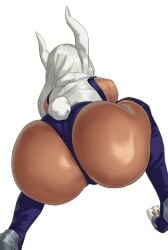 1girls 2d absurd_res animal_ears ass ass_focus back back_view behind behind_view boku_no_hero_academia bunny_ears bunny_girl bunny_tail clothed clothing dark-skinned_female dark_skin faceless_female fat_ass female female_only greasymeta hi_res highres huge_ass humanoid kemonomimi leotard long_hair mirko miruko my_hero_academia plain_background rabbit rabbit_ears rabbit_girl rabbit_tail rear_view rumi_usagiyama simple_background solo solo_female thighhighs white_background white_hair wide_hips