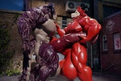 2025 3d_(artwork) alley animal_genitalia animal_penis anthro balls big_balls big_muscles big_penis bone canid canine chronoir_(anubis_cruger) deathclaw demon digital_media_(artwork) duo equine_genitalia equine_penis fallout flared_penis foreskin fur genitals hair half-erect hand_on_chest hi_res holding_penis horn huge_balls huge_cock huge_muscles humanoid_genitalia humanoid_penis hyper hyper_balls hyper_genitalia hyper_penis knot male male/male mammal mane microsoft muscles muscular muscular_male nipples nude outside penis purple_body purple_scales red_balls red_body red_fur red_nipples red_penis reptile scales scalie sequence side_view skull skull_head snekkuu standing tan_balls tan_body uncircumcised urban vein veiny_penis vleischak