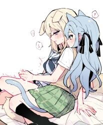 ! ... 2girls animal_ears bang_dream! bang_dream!_it's_mygo!!!!! black_ribbon black_socks blonde_hair blue_hair blue_neckerchief blue_shirt blush brown_sweater_vest cat_ears cat_girl cat_tail chinese_commentary closed_mouth commentary_request cum cum_on_skirt dog_ears dog_girl dog_tail futa_with_female futanari green_skirt hair_ribbon hanasakigawa_school_uniform handjob haneoka_school_uniform highres kemonomimi_mode kneehighs kyou_039 long_hair medium_hair misumi_uika multiple_girls neckerchief penis plaid_clothes plaid_skirt pleated_skirt purple_eyes ribbon sailor_collar school_uniform serafuku shirt short_sleeves skirt socks spoken_ellipsis sweat sweater_vest tail togawa_sakiko white_sailor_collar white_shirt yellow_eyes