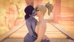 3d female kaepora_(artist) kissing mercy overwatch widowmaker yuri