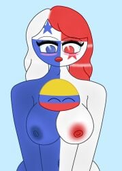 1boy 1girls 2d 2d_(artwork) :o anthro artist_name background big_breasts blue_background blue_body blue_breasts blue_eyes blue_nipples blue_skin blush breast_focus breasts busty colombia_(countryhumans) completely_naked completely_nude country countryballs countryhumans countryhumans_girl countryhuns curvaceous curves curvy curvy_body curvy_female curvy_figure cute cute_expression cute_face cute_female female flags front_view happy_male instagram instagram_link instagram_username laying_on_breasts male multicolored_eyes multicolored_hair naked naked_female national_personification nude nude_female panama_(countryhumans) partners red_eyes red_hair red_nipples round_head simple_background standing thick twitter twitter_link twitter_username voluptuous voluptuous_female white_body white_breasts white_hair white_skin