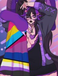 bisexual bunny_ears bunny_vtuber chubby goth_bunny goth_maniac goth_maniax goth_vtuber gothmaniac gothmaniax gothvtuber large_breasts lewdtuber nonbinary pansexual pride pride_flag stitches totokatokako