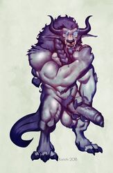 anthro anthro_only balls big_balls big_penis blizzard_entertainment canid canine flexing furry half-erect holding_penis humanoid_penis hybrid korichi looking_at_viewer male male_only mammal muscular muscular_male no_humans nude penis solo standing uncut video_games warcraft were werecanid werecanine werewolf worgen