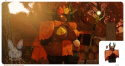 3d antlers big_ass big_breasts black_hair breasts brown_skin female forsaken_(roblox) leaf_clothing leaf_crown moonyrr34 orange_eyes outdoors reference_image roblox roblox_game robloxian staff thick_thighs wanwood_(forsaken)