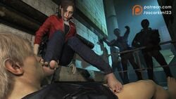 1boy 1girls 3d animated barefoot claire_redfield claire_redfield_(jordan_mcewen) feet female foot_fetish foot_worship footjob leon_scott_kennedy male nail_polish oscarkim123 painted_nails penis red_nail_polish red_nails resident_evil resident_evil_2 sound toes video zombie