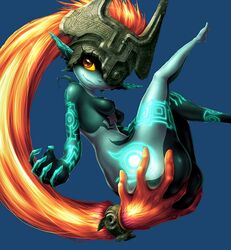 1girls alternate_breast_size areola areolae ass_grab big_ass blue_background breasts eye_contact feet female imp imp_midna looking_at_viewer mask midna nintendo nipples pose prehensile_hair small_breasts smile solo source_request the_legend_of_zelda thick_thighs twilight_princess unknown_artist wide_hips yuqoi