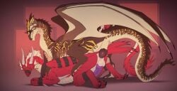 anal anal_sex ankle_cuffs anus bondage bondage bound chains claws collar cuff_(restraint) digital_drawing_(artwork) digital_media_(artwork) dragon dragon_wings duo erection feet feral feral_on_feral feral_penetrated feral_penetrating feral_penetrating_feral genitals hi_res horn knot male male/male membrane_(anatomy) membranous_wings muzzle_(object) muzzled mythological_creature mythological_scalie mythology paws penetration penile penile_penetration penis quadruped restraints scales scalie sex smile spread_wings straps tail thorphax toe_claws toes veoros wings wrist_cuffs