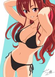 1girls armpits arms_behind_head artist_name big_breasts bikini black_bikini breasts busty closed_mouth dated eris_greyrat hairband highres large_breasts legs long_hair looking_at_viewer mushoku_tensei navel parted_lips pose posing red_eyes red_hair sensual sexy sexy_armpits sexy_pose sideboob smile solo swimsuit thighs very_long_hair voluptuous