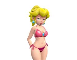 1girls 3d 3d_(artwork) arms_behind_back big_breasts bikini blonde_hair blue_eyes breasts busty cleavage confident female female_only half-closed_eyes hi_res large_breasts legs lips lipstick long_hair looking_at_viewer mario_(series) navel nintendo novasupra open_mouth pink_bikini pink_lipstick ponytail pose posing princess princess_peach seductive seductive_look seductive_smile sensual sexy sexy_eyes sexy_pose smile solo thighs tied_hair voluptuous