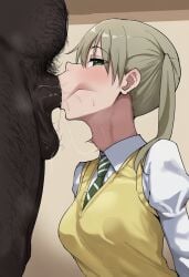 1boy 1girls :>= ai_generated all_the_way_to_the_base balls blowjob blush breasts dark-skinned_male deep_blowjob deepthroat fat_male fellatio female girthy_penis green_eyes hairy_male indoors interracial large_penis lips looking_at_penis maka_albarn male male_pubic_hair medium_breasts ntr open_mouth oral oral_sex penis penis_awe room shocked short_twintails solo_focus soul_eater suprised testicles uniform upper_body vacuum_blowjob vacuum_fellatio vacuum_suck veiny_penis waroffree