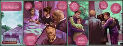 clothes comic comic-page comic__strip comic_cover comic_strip comicart comicbook diner dinner dinner_table dishes eating english_text familiar family green_clothing group house hug hugging hugs jugganaut jugganaut_freak mannyscott missjugg plates purple_clothing reunion seating student_life tagsstudentlife trees windows