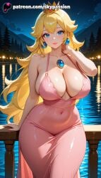 1girls 2025 ai_assisted ai_generated anime artist_name aurora bangs beach blonde_hair blue_eyes breast breasts breasts breasts bridge building bust castle chest city_lights cityscape cloud covered_navel crescent_moon crown curvy dress earrings earth_(planet) explicit female fireworks full_moon galaxy gem hi_res high_quality high_resolution highres horizon jewelry lake long_hair looking_at_viewer mario_(series) mario_bros mario_kart moon mountainous_horizon night night_sky nintendo ocean outdoors palm_tree patreon patreon_username pink_dress planet pool poolside princess_peach railing see-through ship shooting_star shore sky skyline skypassion skyscraper smile solo space stable_diffusion star_(sky) starry_sky super_mario_64 super_mario_bros. super_mario_bros._(nes) the_super_mario_bros._super_show! thighs tree twilight water watercraft watermark wide_hips