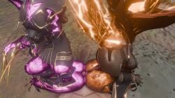 ass big_butt butt_focus butt_smother collaborative digital_extremes ember_(warframe) ember_heirloom_(warframe) facesitting female group hi_res humanoid male male/female omananimations sitting_on_another smothering teasing teasing_with_butt tencent thick_thighs trio valkyr_(warframe) valkyr_heirloom_(warframe) warframe warframe_(species)