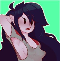 adventure_time armpit_peek armpits breasts cleavage dabble erect_nipples female female_only looking_at_viewer marceline nipples presenting_armpit solo