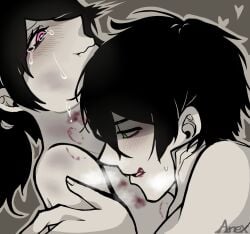 1boy 1girls 2d abuse andrew_graves anex_(artist) ashley_graves bite_mark bite_marks black_hair blood blood_in_mouth blush brother_and_sister bruise crying dubious_consent female green_eyes incest male nude pink_eyes ponytail questionable_consent siblings tears the_coffin_of_andy_and_leyley