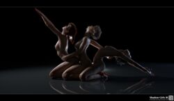 3d 3girls arms_up artist_name bare_shoulders barefoot big_breasts black_hair blonde_hair breasts brown_hair busty curvy erect_nipple erect_nipples eyelashes female female_only hand_on_hip hands_on_hip hands_on_hips hourglass_figure human kneeling looking_up multiple_females multiple_girls naked nipples nude original_character pose posing reflection shadow short_hair side_view siliconaya simple_background small_breasts spread_legs spreading voluptuous wide_hips yellow_hair