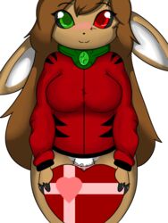 anthro blush bottomless box breasts clothed clothing collar dickgirl hair half_naked heart_icon heart_shape_box henkei henkeiusagi holidays hybrid intersex invalid_tag lagomorph long_hair mammal penetrable_sex_toy penis rabbit sex_toy shy smile valentine's_day