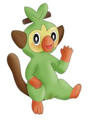 2019 alpha_channel female flora_fauna fur furry furry_only grookey happy leaf looking_at_viewer mammal mexa nintendo open_mouth open_smile plant pokémon_(species) pokemon pokemon_ss primate pussy simple_background smile solo transparent_background video_games