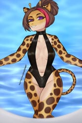 amadeen anthro female furry giraffe swimsuit tail wet