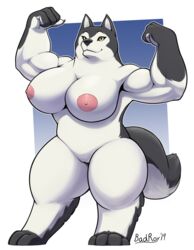 2019 absurd_res anthro armello badroy big_breasts breasts canid canine canis female flexing hi_res magna_(armello) mammal muscular nipples nude pussy smile thick_thighs video_games wolf