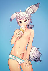 animal_humanoid blade_&_soul dessert femboy food fur girly humanoid ice_cream male male_only monster_boy penis solo thomas_hewitt