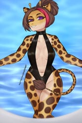 amadeen anthro female furry giraffe swimsuit tail wet