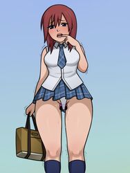 1girls bag blue_eyes clothed_masturbation clothing dickishly disney female footwear heavy_breathing human kairi kingdom_hearts masturbation pale_skin panties public_vibrator pussy_juice red_hair school_uniform skirt solo split_ass square_enix trembling vibrator vibrator_bulge vibrator_under_panties