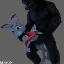 1girls 3d alternate_costume anthro ass bodysuit buckteeth bunny bunny_ears bunny_girl bunny_tail canid canine carrying clothing comandorekin cute disney duo eyelashes female female_penetrated from_behind from_behind_(disambiguation) furry grey_fur implied_sex implied_vaginal interspecies judy_hopps lagomorph male male_penetrating mammal on_top penetration penis petite policewoman purple_eyes rabbit rekin3d reverse_cowgirl_position rubber sex size_difference small_breasts smaller_female standing straight two_tone_fur vaginal_penetration were werecanid werecanine werewolf white_fur zootopia