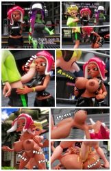 1boy 2girls 3d ? acht_(splatoon) agent_4_(splatoon) agent_8_(splatoon) antidotetrl anus areolae artist_logo ass awooga bent_legs big_ass big_breasts big_penis blue_eyes bouncing_breasts breasts breasts_out cap clothed colored_cum comic crop_top crouching cum cum_explosion cum_in_pussy cum_inside dedf1sh dialogue drink drinking english_text erect_penis erection fangs female flashing green_skin headphones holding_arms huge_breasts ink inkling inkling_boy jacket leather leather_clothing looking_at_another looking_up male male/female mating_press motion_lines navel nintendo nipples no_underwear octoling octoling_girl one_eye_closed onomatopoeia orange_eyes outdoors pants_down penis penis_on_face pink_hair pointy_ears public public_nudity public_sex pulling_down_pants purple_hair revealing_breasts sex sex_from_behind shades short_hair shorts skirt sniffing splatoon splatoon_3 splatoon_3:_side_order sweat sweating sweaty sweaty_body tentacle tentacle_hair text thighs tongue tongue_out vaginal_penetration vaginal_sex wild_take wristband yellow_hair