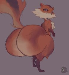 anthro ass ass_bigger_than_head ass_built_separately big_ass big_butt blue_eyes bubble_ass bubble_butt eyelashes huge_ass huge_butt ice_age_(series) ice_age_dawn_of_the_dinosaurs looking_at_viewer looking_back scratte_(ice_age) squirrel undergroundj