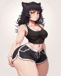 ai_generated big_ass blake_belladonna breasts female female_only gym_uniform jlullaby_(style) relaps63 rwby