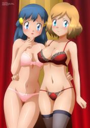 breasts dawn_(pokemon) human jpeg lingerie pokemon serena_(pokemon) tagme zel-sama