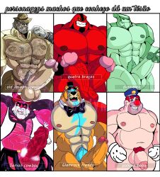 6boys animatronic ben_10 big_penis diamondhead five_nights_at_freddy's fourarms fredbearnstwgay freddynetwgay full_body furry glamrock_freddy_(fnaf) horny_male huge_cock jojo's_bizarre_adventure joseph_joestar male_only muscles naked_male old_joseph red_body six_fanarts_challenge stardust_crusaders